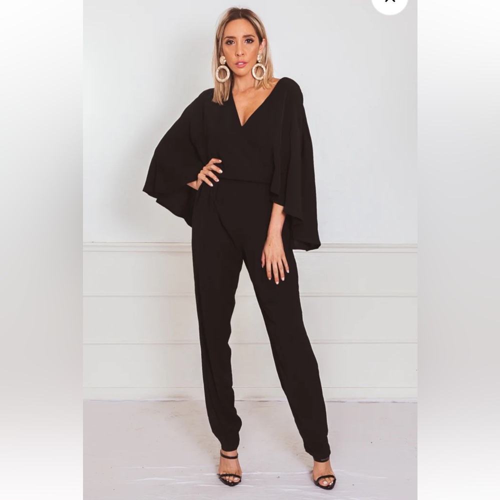 NWOT Re:named Black Cape Jumpsuit